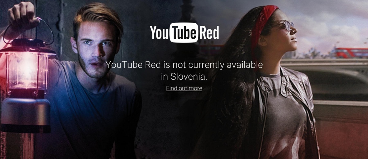 Plačljiva storitev YouTube Red za zdaj v Sloveniji ni na voljo.